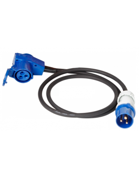 Adaptador de cotovelo Schuko/Cetac para exterior 150 cm com espessura de 2,5 mm²