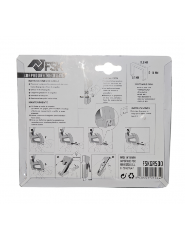 Grapadora metálica FSKGR500 Ferrestock para grapas de 6 a 12mm