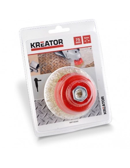 Cepillo de alambre de copa Kreator ondulado M14