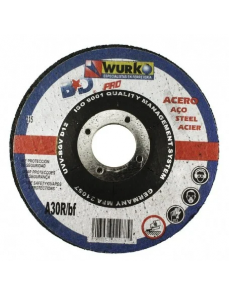 Disco de corte Wurko A30R/bf  de acero para hierro 115 x 3 x 22,2mm