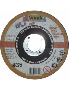 Disco de corte de acero inoxidable Wurko A60S/BF 115 x 1,0 mm