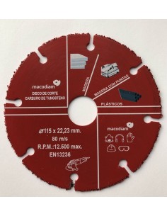 Disco de corte Macodiam para madeira e plástico de 115 mm