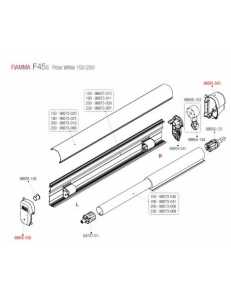 Hebilla rodillo de toldo F45 Fiamma