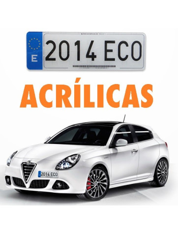 Placa matrícula acrílica. Alfa Corta.