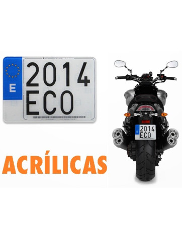 Placa matrícula acrílica. Motocicleta