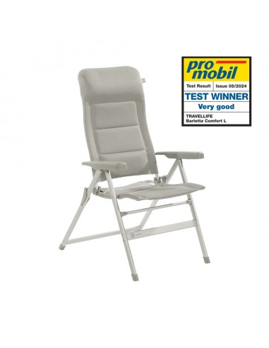 Silla plegable de aluminio Travellife Barletta gris claro Recliner Comfort L