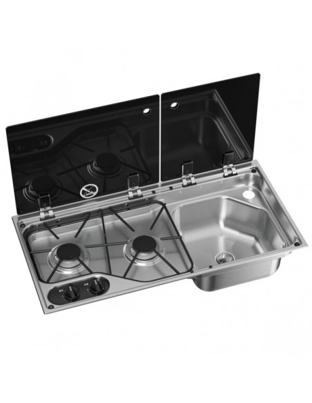 Cocina de gas Dometic CVC1700G dos fuegos + fregador/derecha