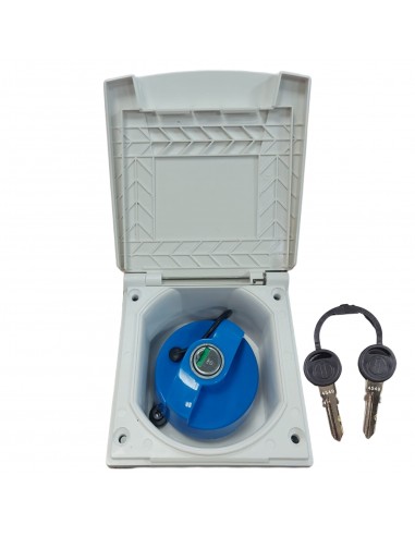 Outer box with external water inlet mouth with cap and shut-off key