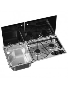 Cocina de gas con fregadero/izquierda Dometic dos fuegos CVC1700G