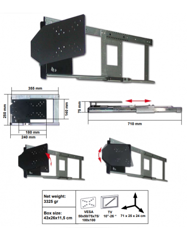 Soporte de televisión de 10 hasta 26 pulgadas Gestek