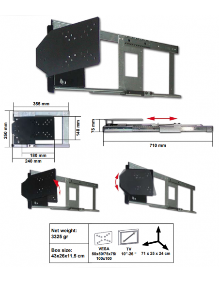 Soporte de televisión de 10 hasta 26 pulgadas