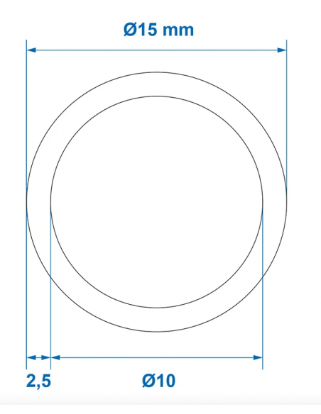 Blauer Trinkwasserschlauch 5,00 m mit einer Dicke von 10 x 15 mm