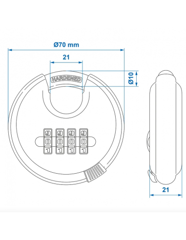 Verrouillage de disque en acier inoxydable avec combinaison 4 chiffres.