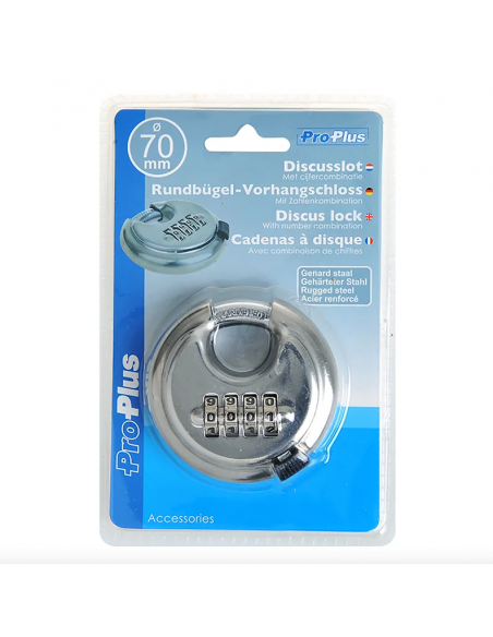 Fechadura de disco de aço inoxidável com combinação de 4 dígitos.