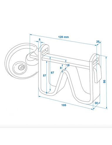 Unterstützung mit verdrehsicherem Verschluss und Scheibenverschluss