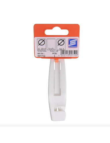 Crochet en plastique blanc pour rail, 20-25mm