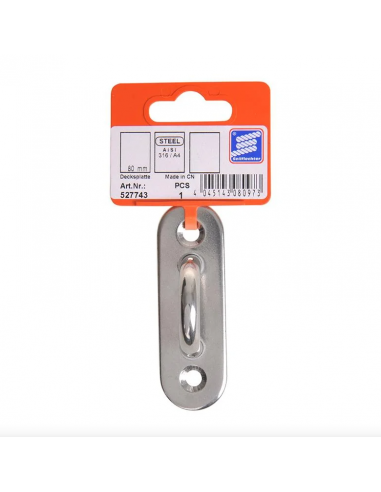 Piatto dell'occhio del ponte, A4 80x25mm, RVS AISI 316