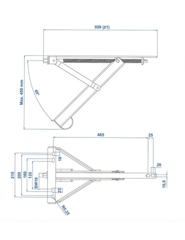 Eckstabilisator Klinge 450 kg 559 x 278 mm Al: 450 mm