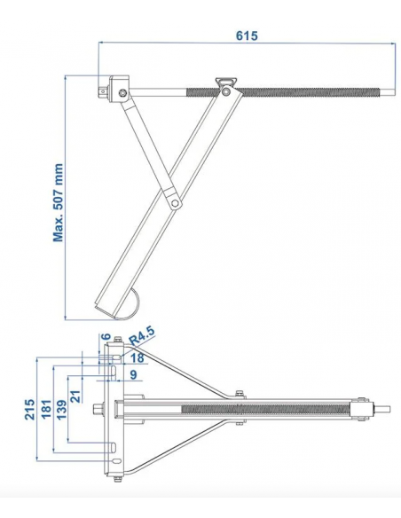 Corner stabilizer blade 450 kg 615 x 278 mm Al: 507 mm