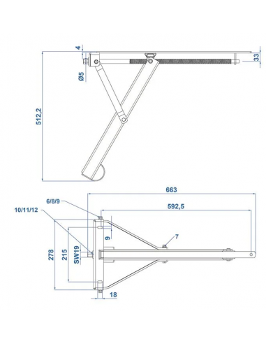 Eckstabilisierungsbein 450 kg L: 663 mm H: 512 mm