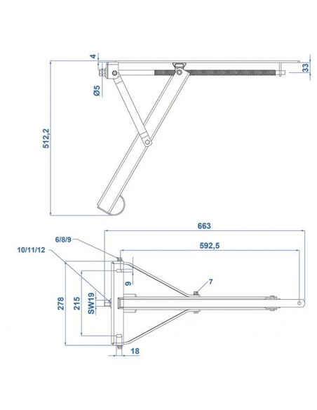 Eckstabilisierungsbein 450 kg L: 663 mm H: 512 mm