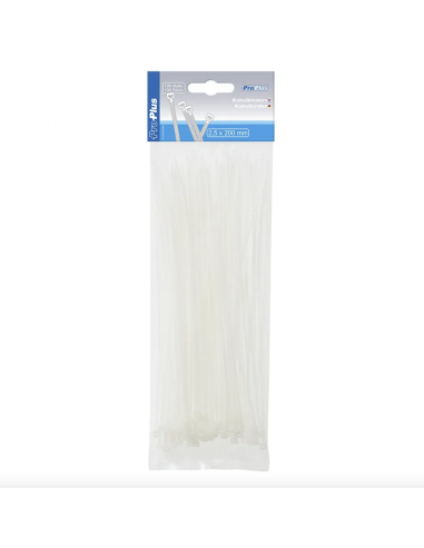Pack bridas de color blanco. 100 unidades