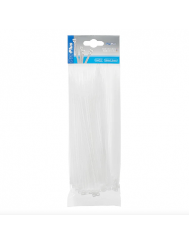 Pack bridas de color blanco. 100 unidades