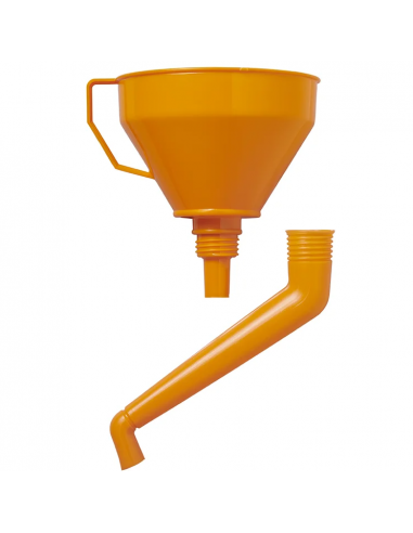 Embudo con tubo en ángulo naranja.