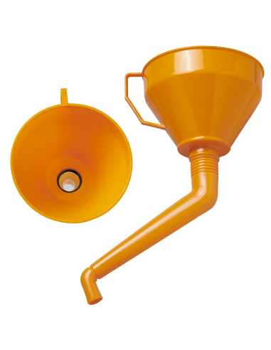Embudo con tubo en ángulo naranja.
