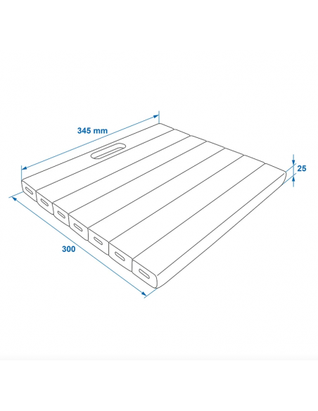 Pad protects blue knees.
