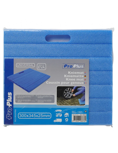 Pad protects blue knees.