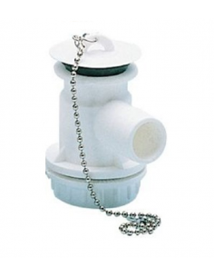 Desagüe acodado con tapón y cadena Ø 31 mm a salida de 25 mm