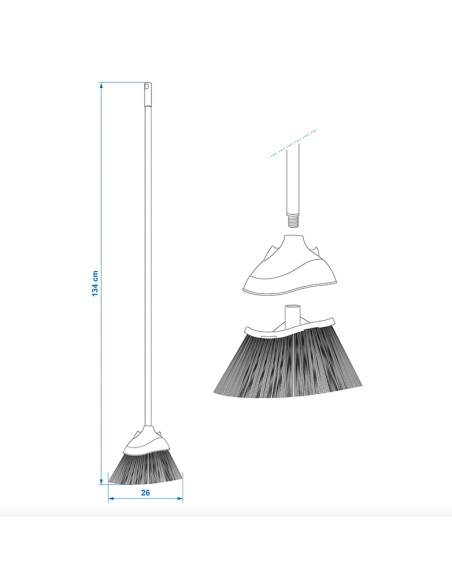Escoba pour camping gris de 134 cm