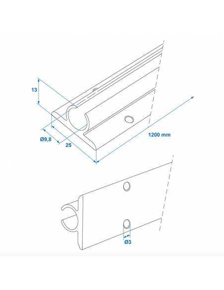 Riel canaleta aluminio con ángulo de 90° de 120 x 2,5 cm adhesivo x3 uds Riel canaleta aluminio con ángulo de 90° de 120 x 2,5 cm adhesivo x3 uds