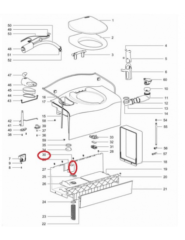 Interruptor de láminas Thetford para inodoro SC402x/C403l