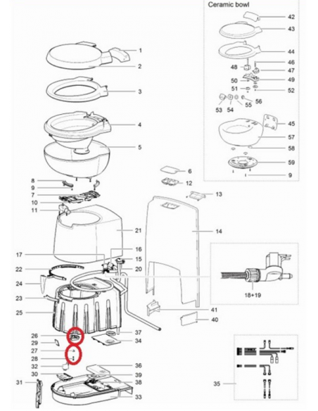 Kit de engranaje de apertura de cisterna de inodoro Thetford C250 Kit de engranaje de apertura de cisterna de inodoro Thetford C250