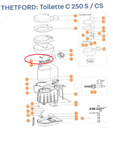 Soporte de retención del tazón C250/260 Thetford