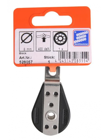 Polea con cubierta cerrada y rodamiento de 8mm náutica