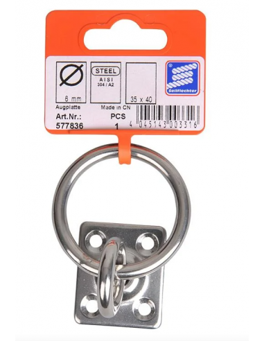 Placa con anilla de 6mm y eslabón giratorio