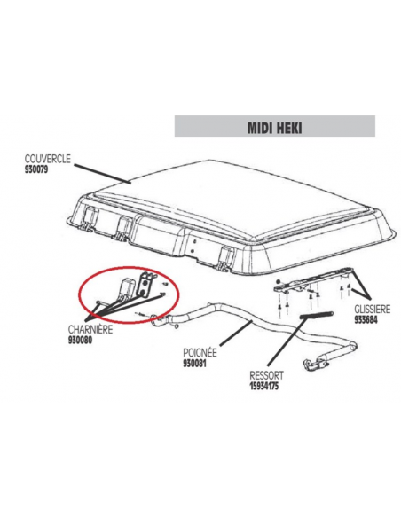 Bisagra para a clarabóia Midi Heki Dometic