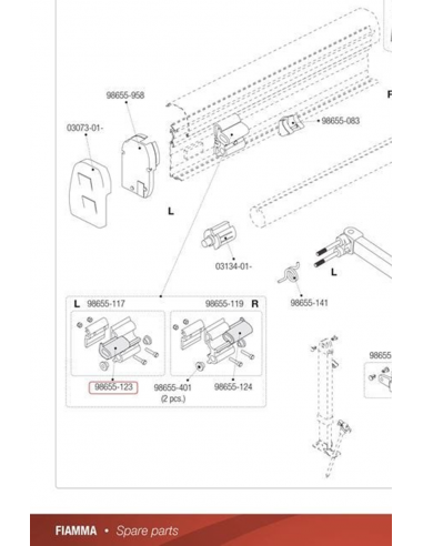 Recambio kit int interior izquierdo armazon toldos Fiamma F45