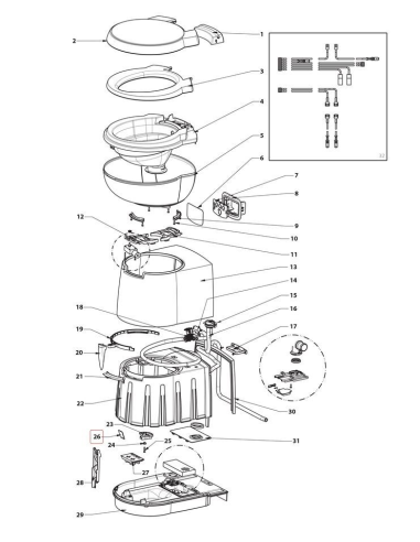 Interruptor de inodóro Thetford SC250 multinivel