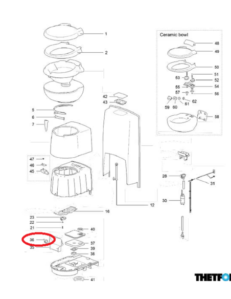 Placa con interruptor de láminas SC260 de Thetford
