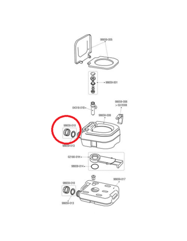 Kit tapón WC rojo + junta
