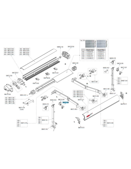 Kit codo pata toldo Fiamma F80S izquierda Kit codo pata toldo Fiamma F80S izquierda