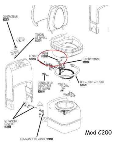 Válvula antirretorno de vacío para C200, C250, C260, C400, C500 Thetford