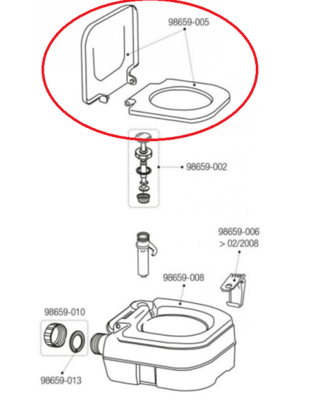 Tapa completa para WC portátil BiPot 30,34,39 Fiamma Tapa completa para WC portátil BiPot 30,34,39 Fiamma