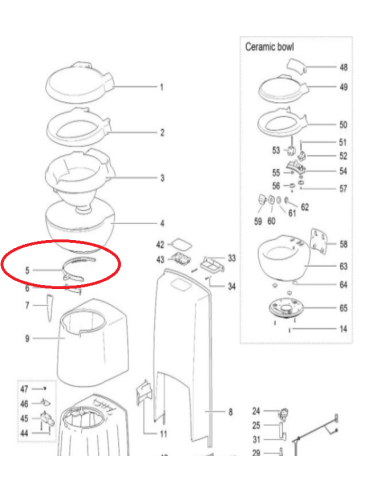 Mecanismo de maneta para cisterna de inodoro Sc250/260 Thetford