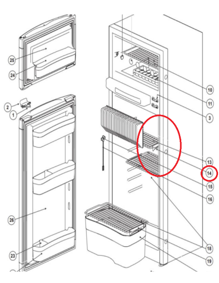 Clip largo para estante nevera serie 3000 Thetford