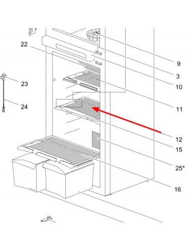 Frigole grigliate Thetford 415x200mm